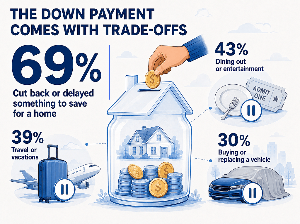 An infographic reporting data on how the down payment comes with trade-offs.