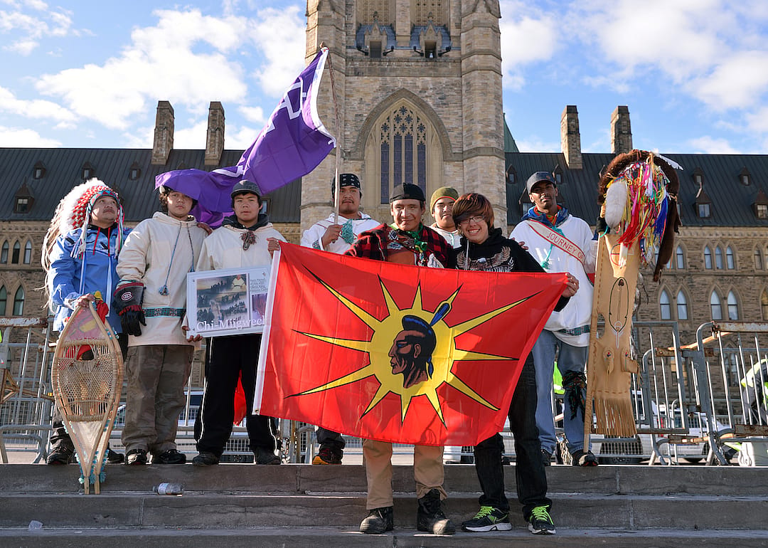 A group of Cree youth that walked 1600 kilometers from Whapmagoostui.