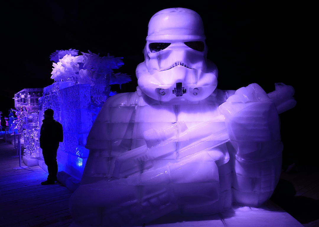 Stormtrooper ice sculpture in Liège, Belgium