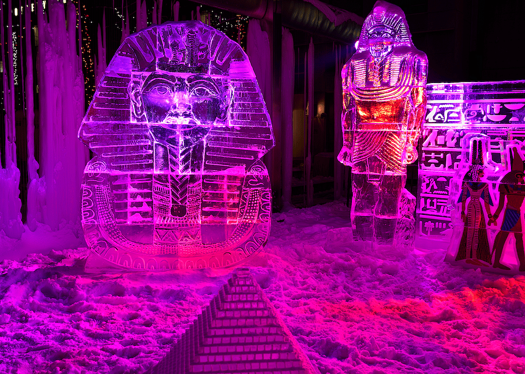 King Tut ice sculpture and burial mask in Toronto