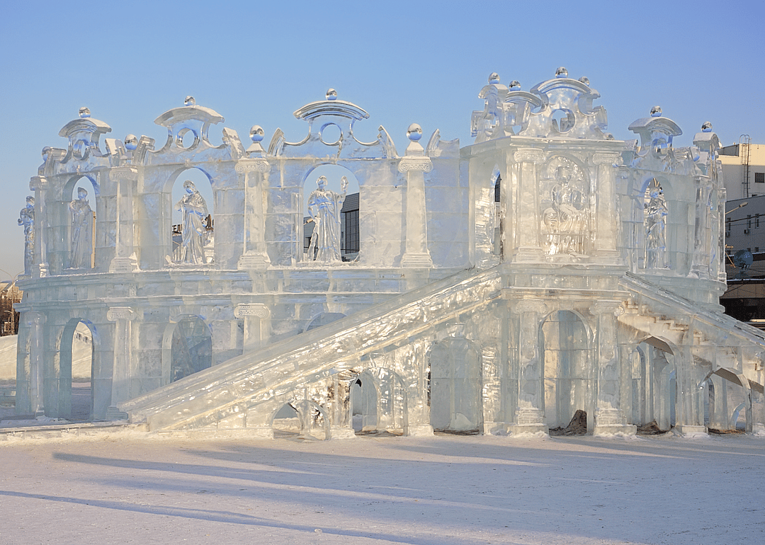 A theater sculpted from ice in Perm, Russia
