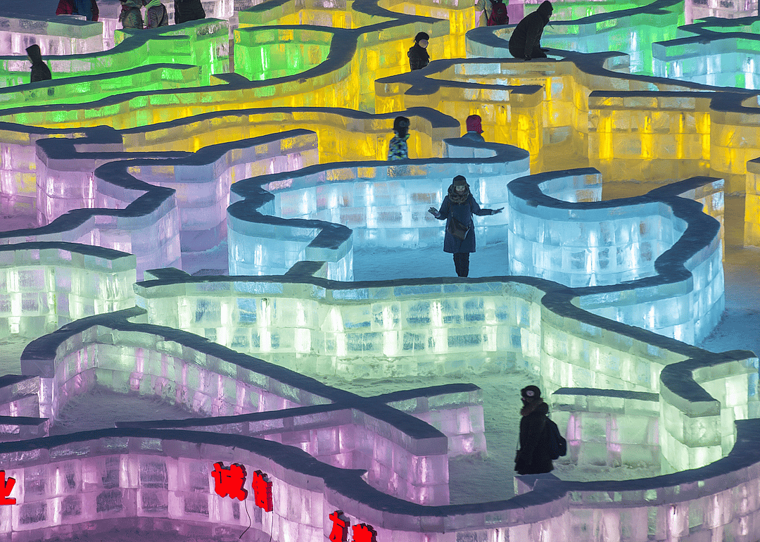 Ice maze at the Harbin International Ice and Snow Sculpture Festival