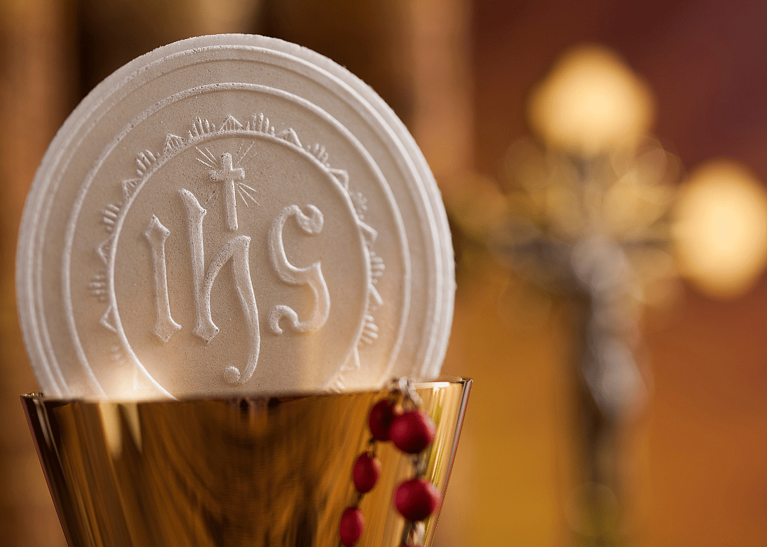 Close-up sacrament of communion.
