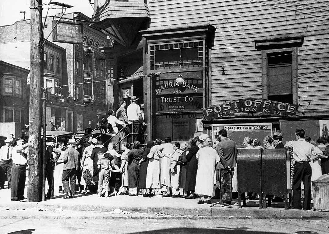 Customers in New Jersey after a shuttered bank was granted deposit insurance in 1936