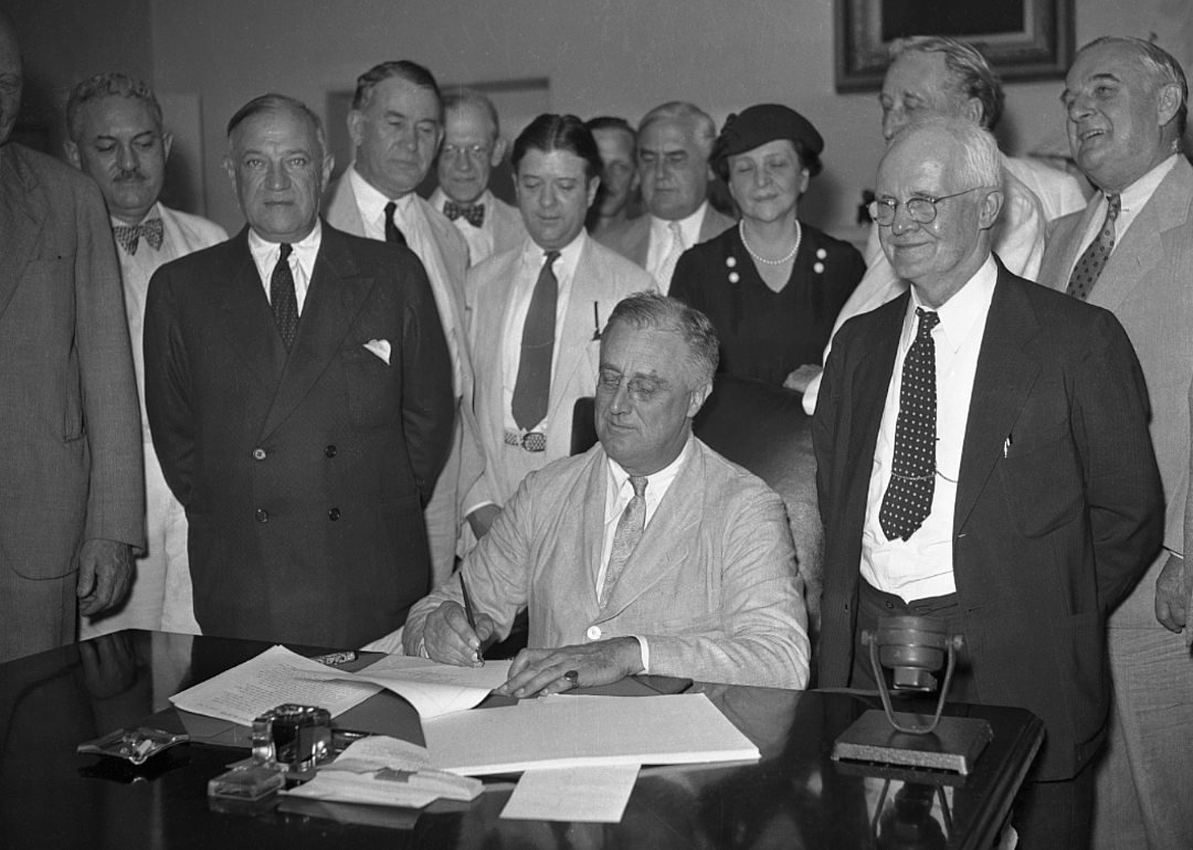 1935: Roosevelt enacts Social Security