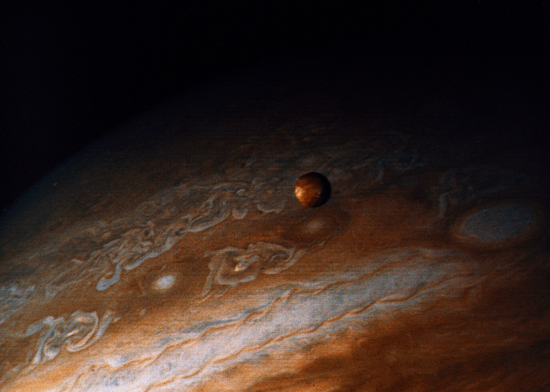 Close view of Jupiter seen from Voyager 2.