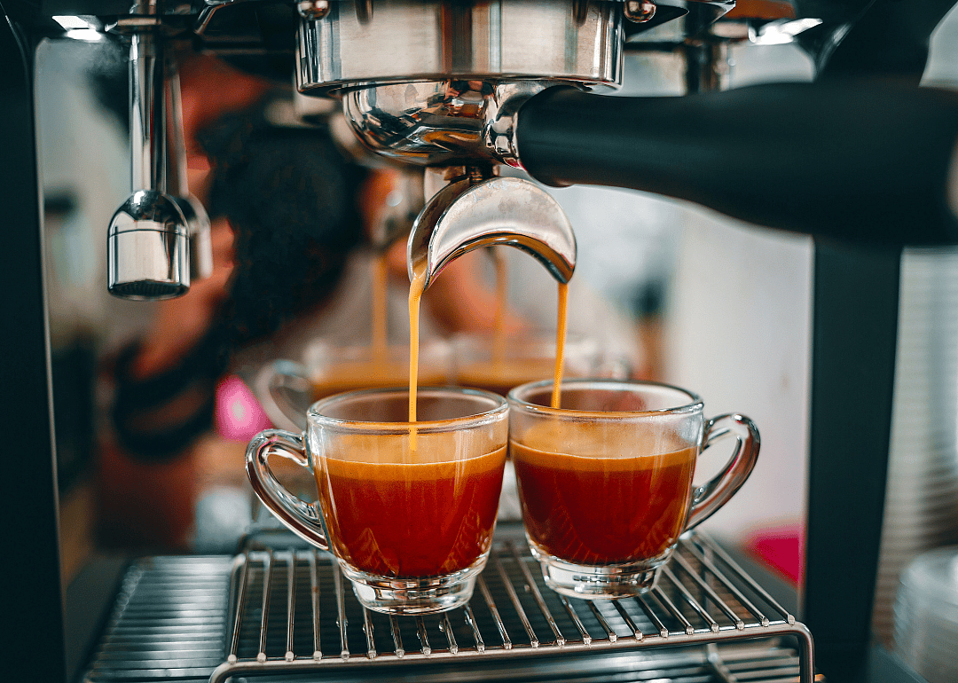 Professional espresso machine close-up.