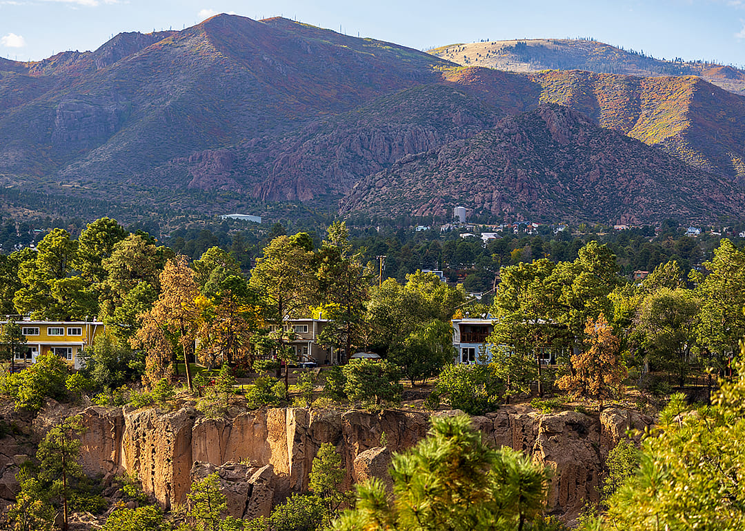 Los Alamos residential panorama with the view of Los Alamos Canon.