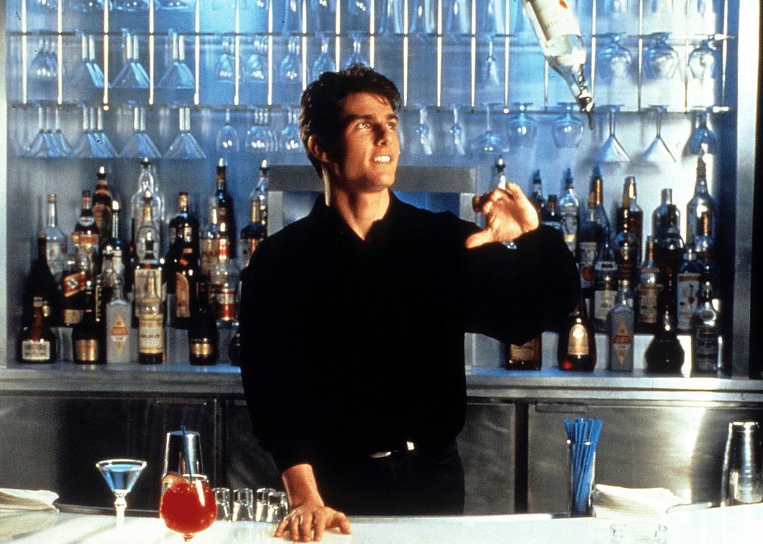 Tom Cruise as a bartender in a scene from the film ‘Cocktail'
