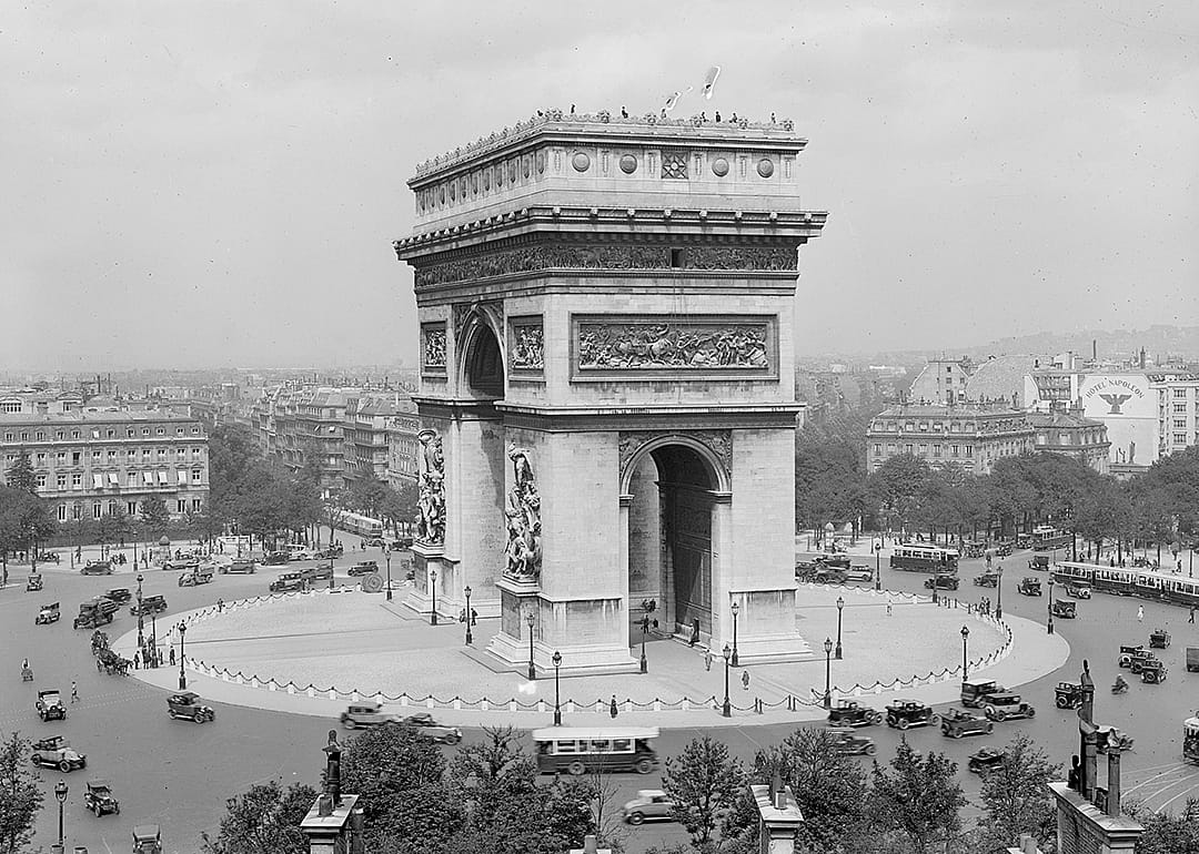 Etoile square and the Arc de Triomphe.