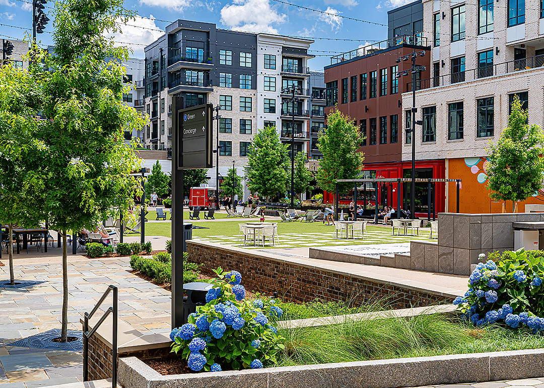 Open Spaces and Apartment Complexes in the New Fenton High End Mixed Use Development.