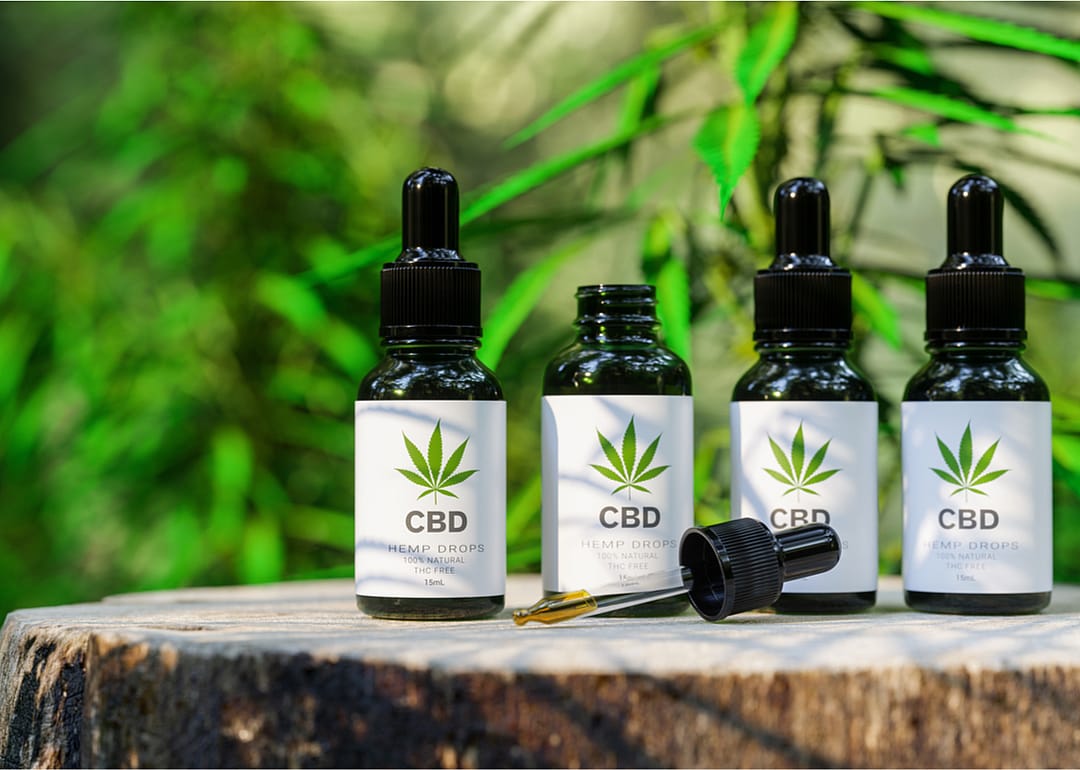 Cannabis oil in glass bottles