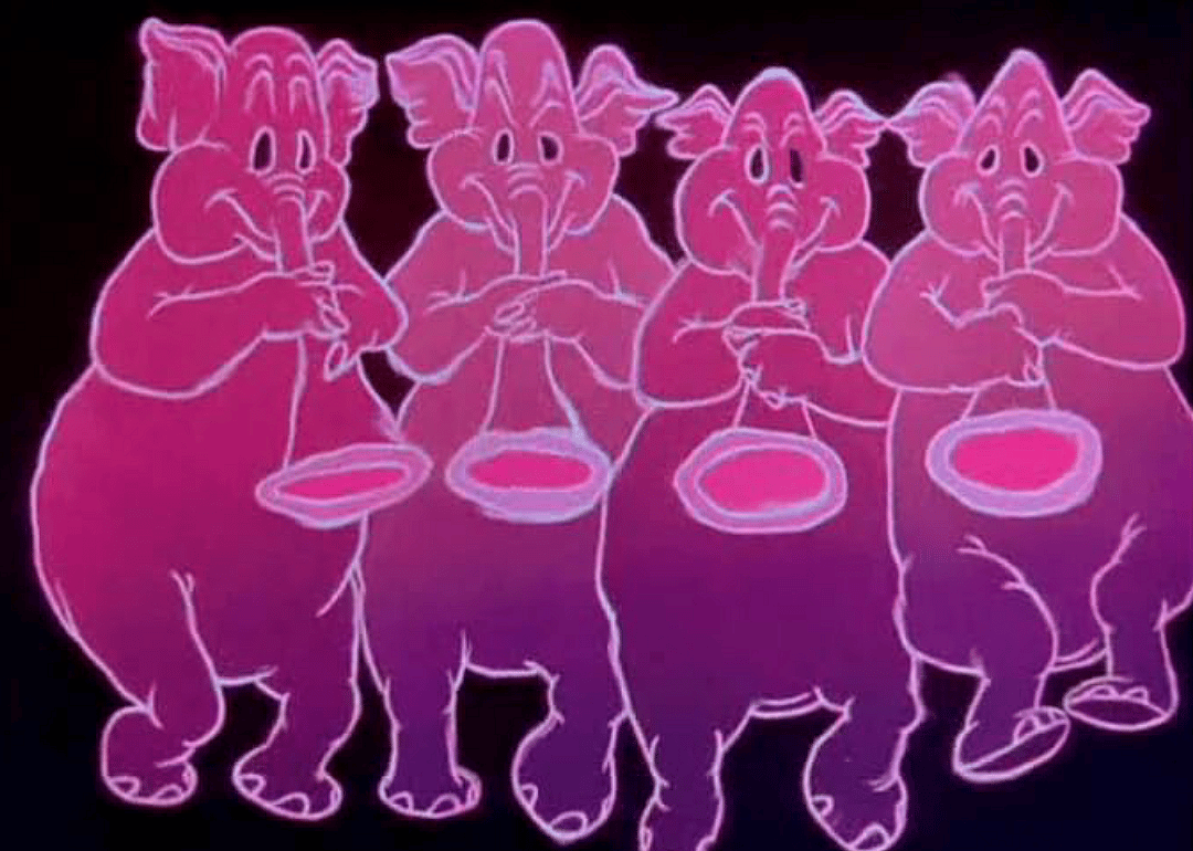 Pink elephants in ‘Dumbo’.