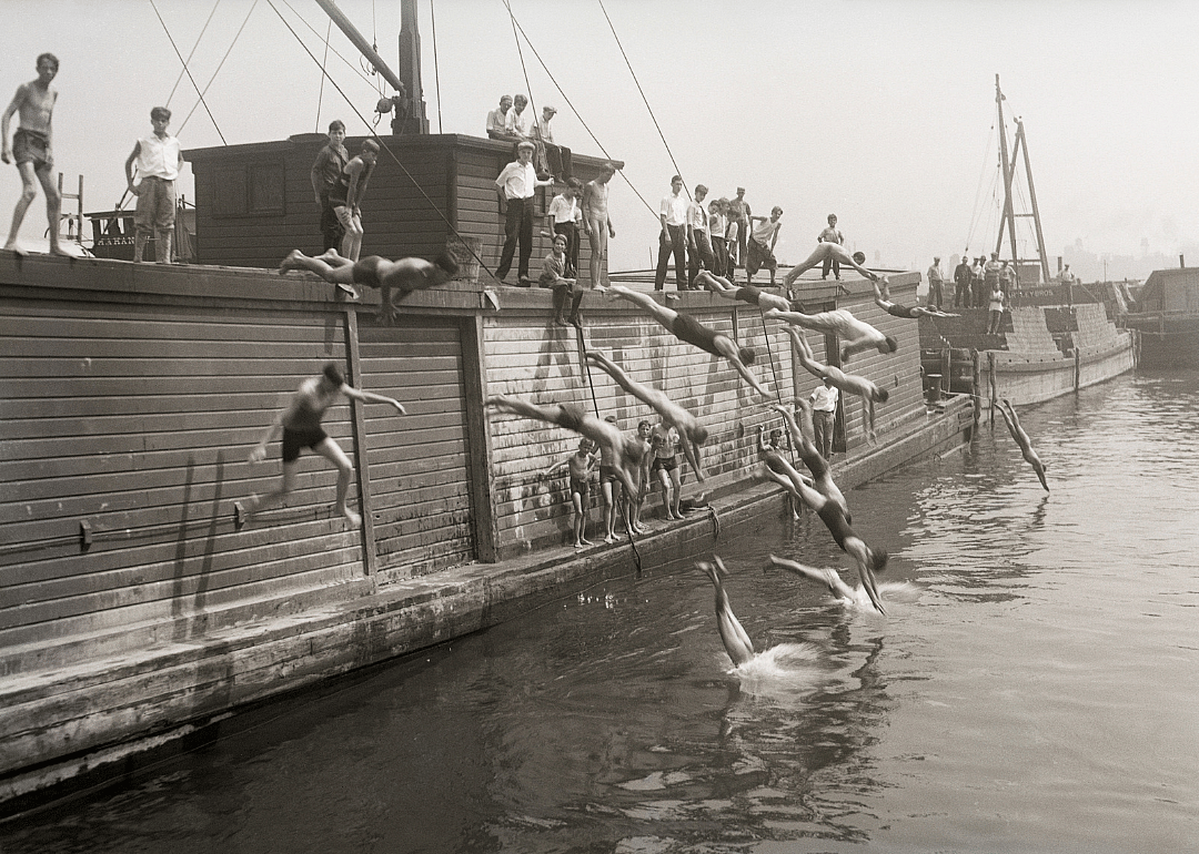 Kids Diving into the East River