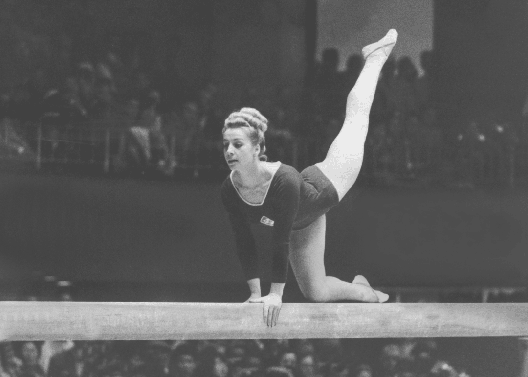 Czechoslovakia’s Vera Caslavska wins three gold medals in gymnastics