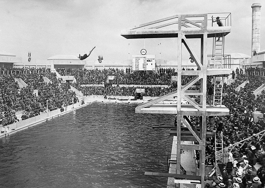 Caroline Smith winning high diving competition at Tourelles Pool.