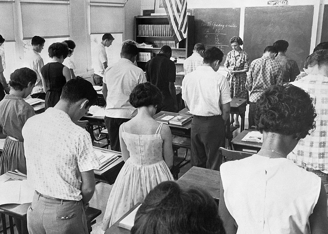 1962: Prayer in school ruled unconstitutional