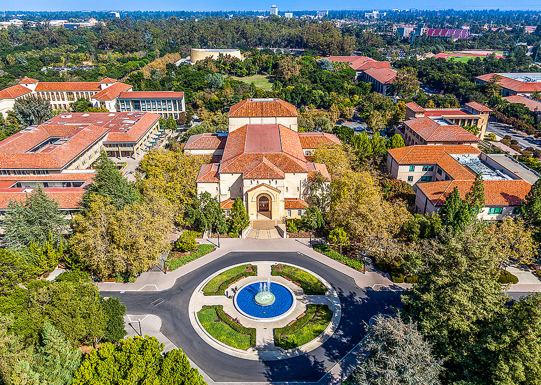 An aerial view of Stanford campus.