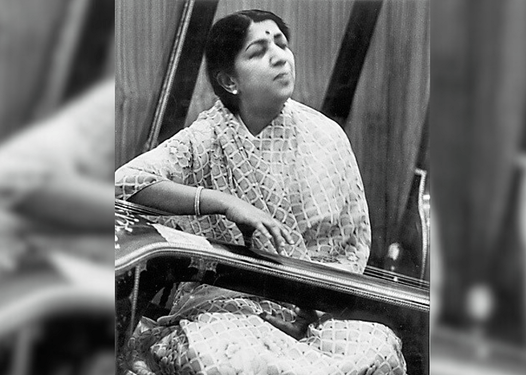 Lata Mangeshkar performing at a function.