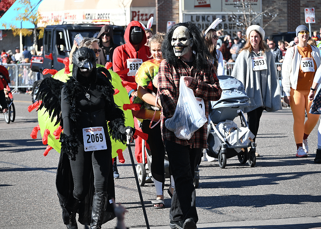 Costumed participants in Anika’s Halloween Parade.