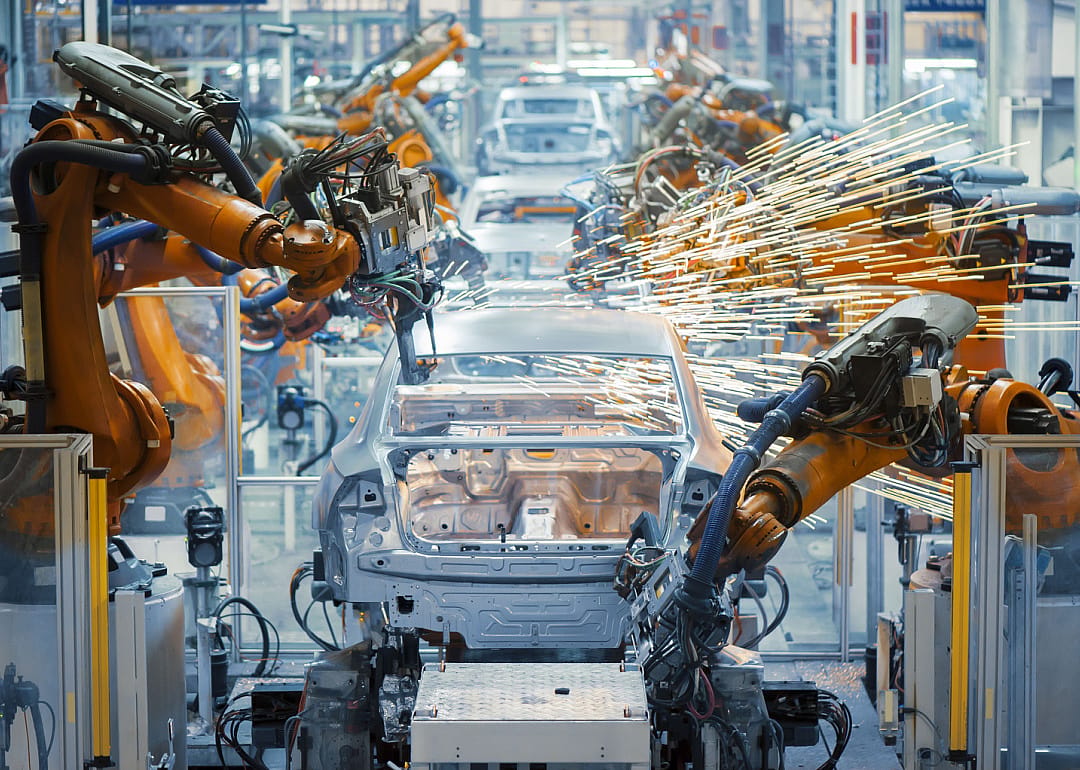 Automobile production in a factory.