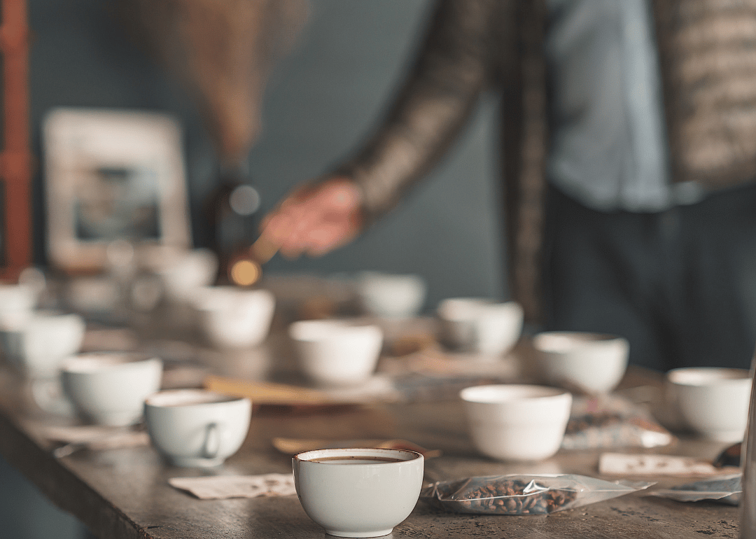 Coffee tasting in progress.