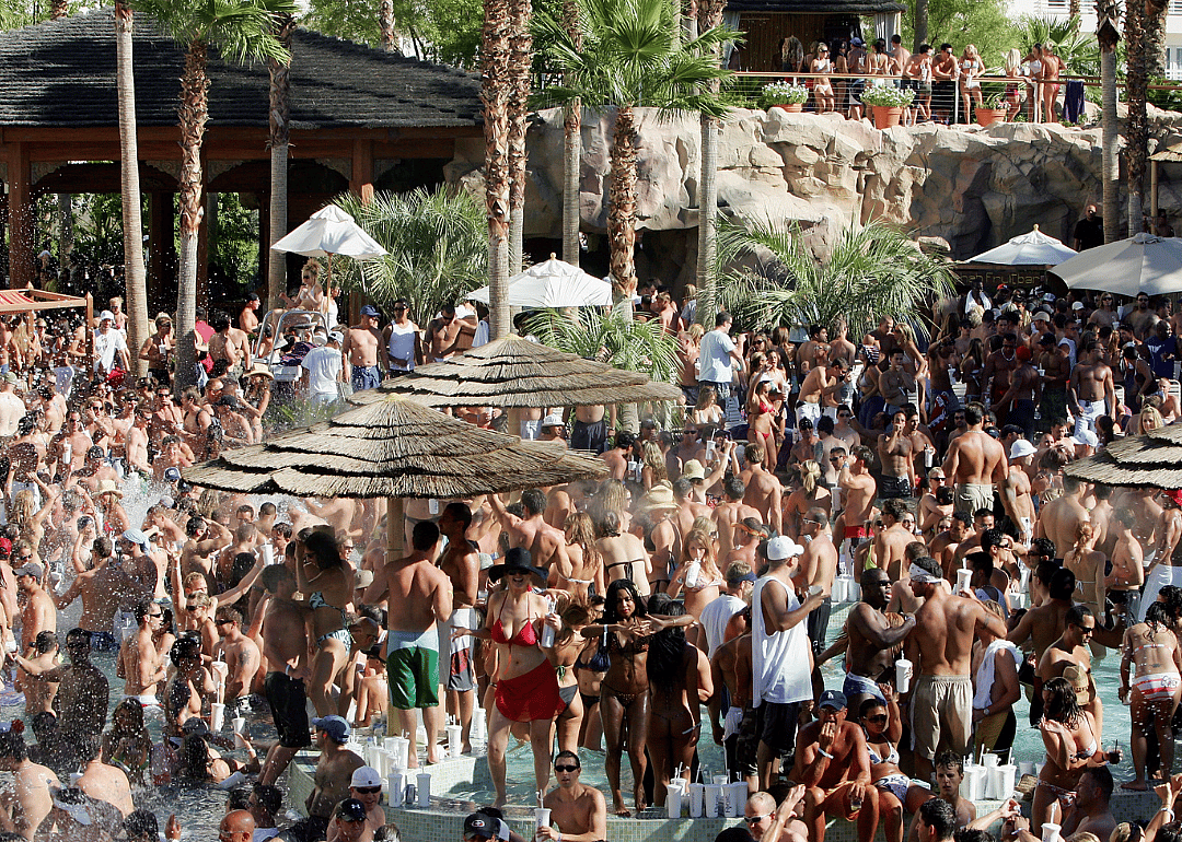 Thousands of guests party at the pool at the Hard Rock Hotel & Casino during Rehab.