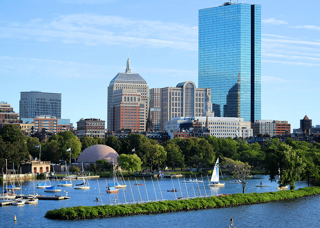 Back Bay skyline and Charles River on summer day