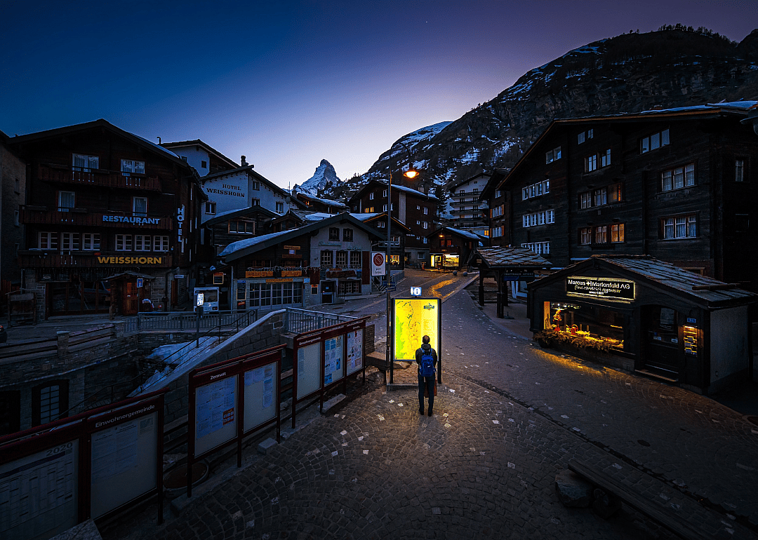 Empty streets in the Swiss Alps