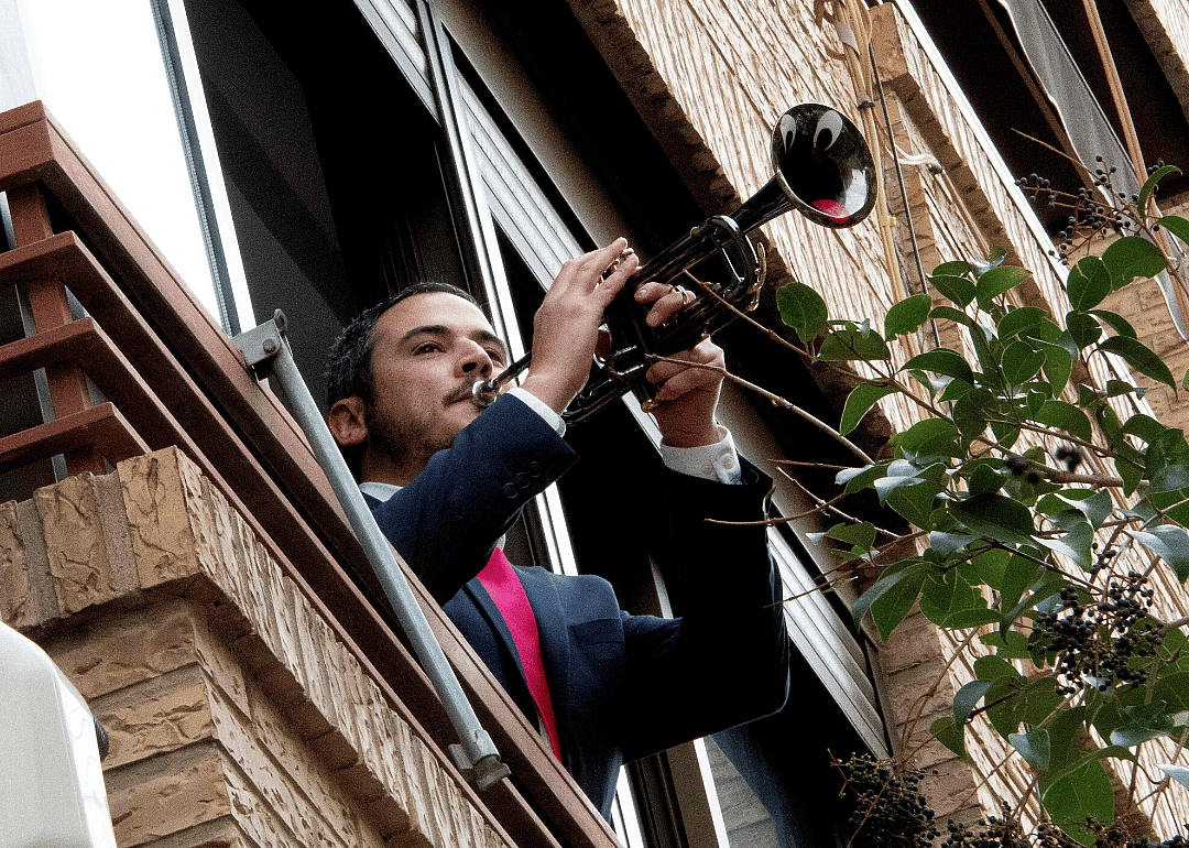 Trumpeting from a window