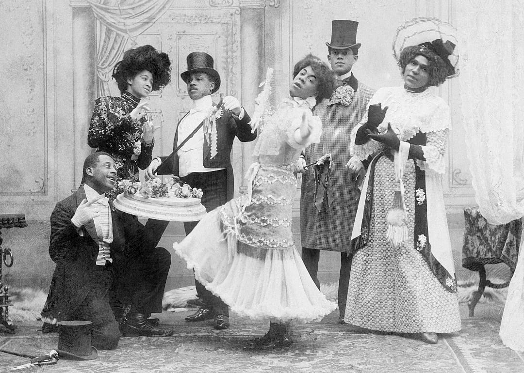 Historical image of a cakewalk performance.