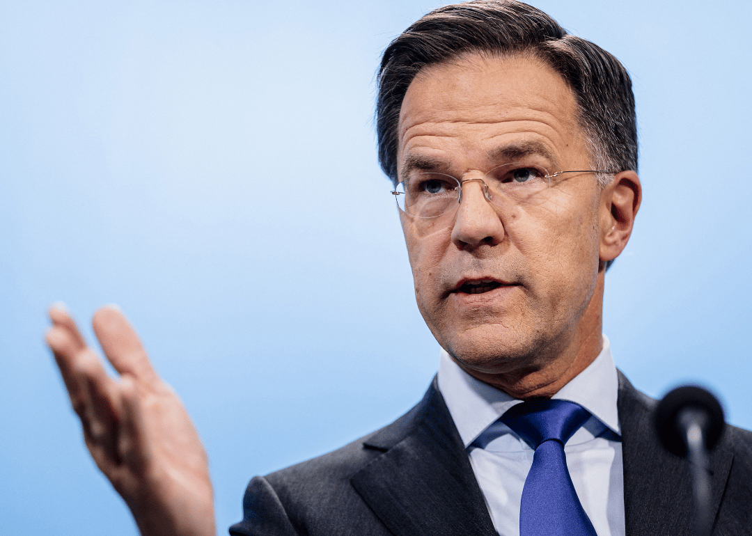 Prime Minister Mark Rutte addresses media.