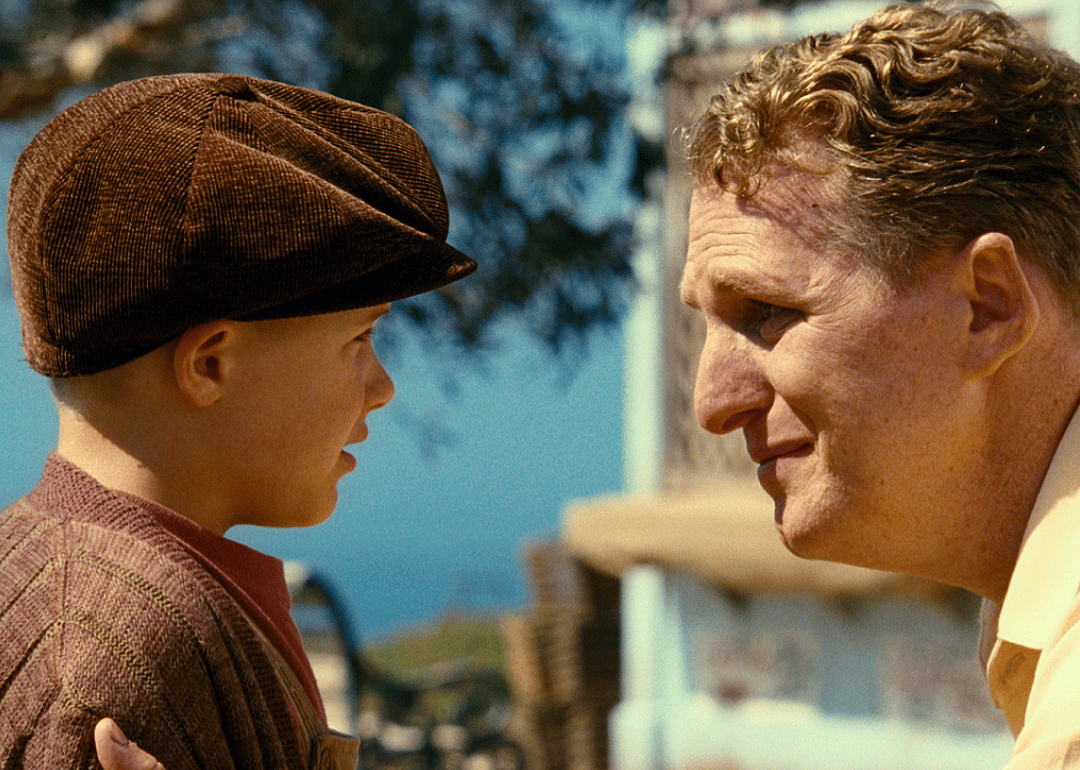Michael Rapaport and Jakob Salvati in a scene from ’Little Boy’