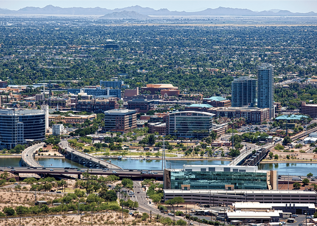 Tempe lake and downtown.
