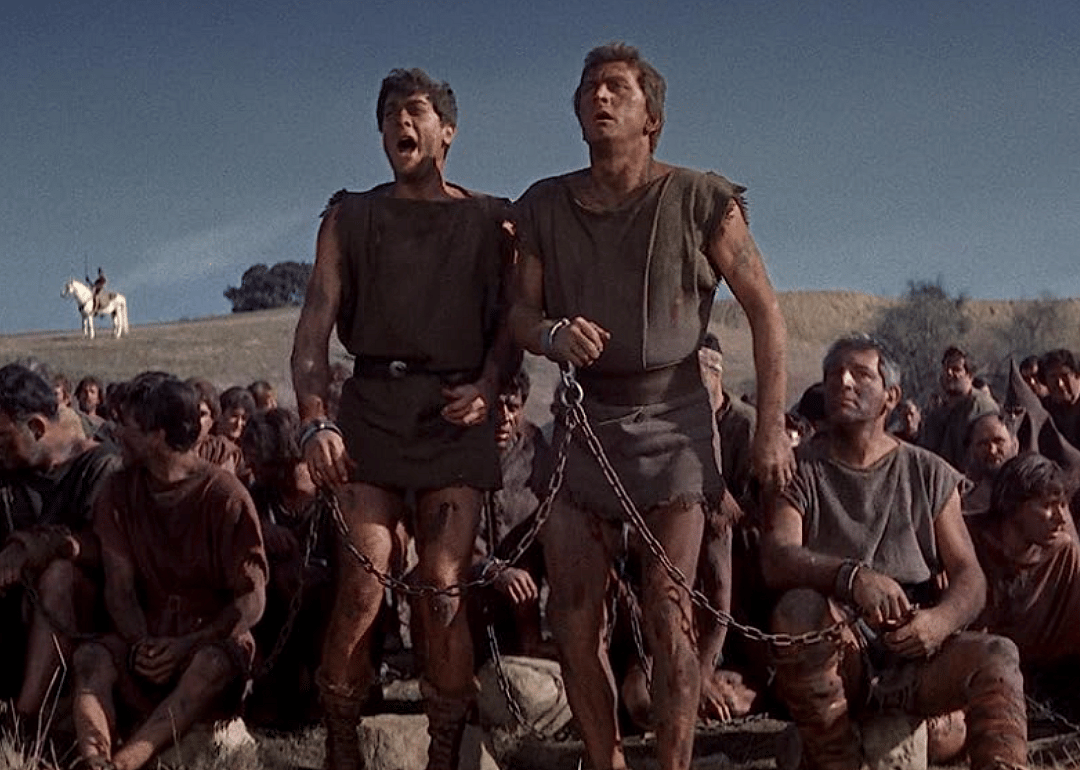 Kirk Douglas, Tony Curtis, and Harold J. Stone in ‘Spartacus’.