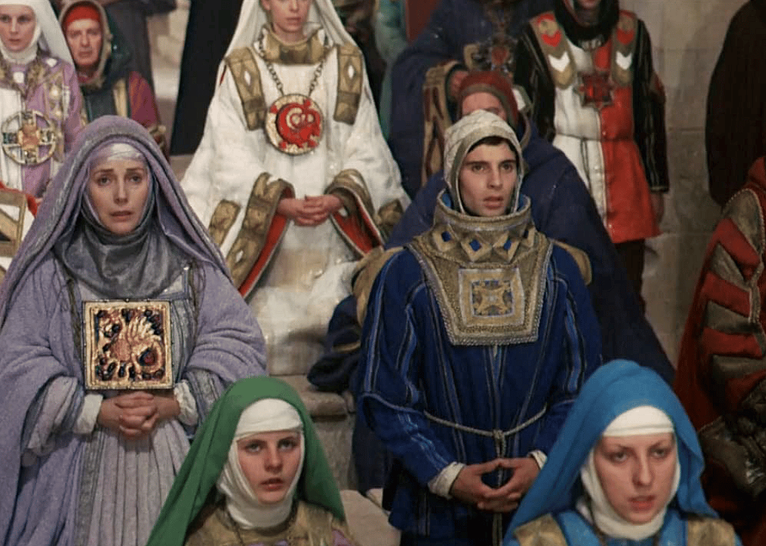Valentina Cortese, Graham Faulkner, Lee Montague and others in a scene from ‘Brother Sun, Sister Moon’