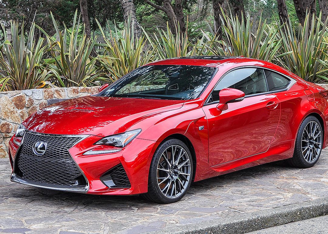 Red Lexus RC F Sport Coupe.