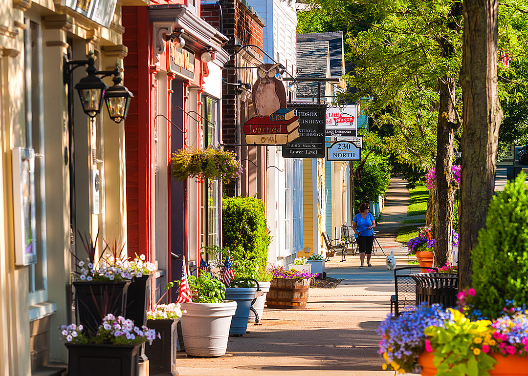 Shops along Main Street in Hudson.