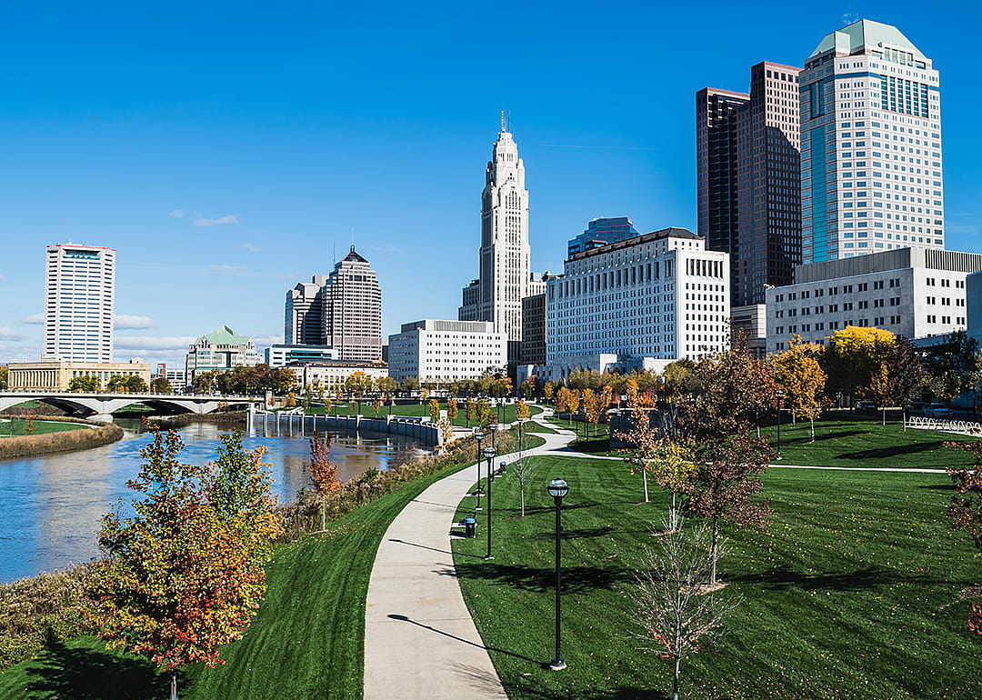 The Columbus skyline and Scioto Mile.