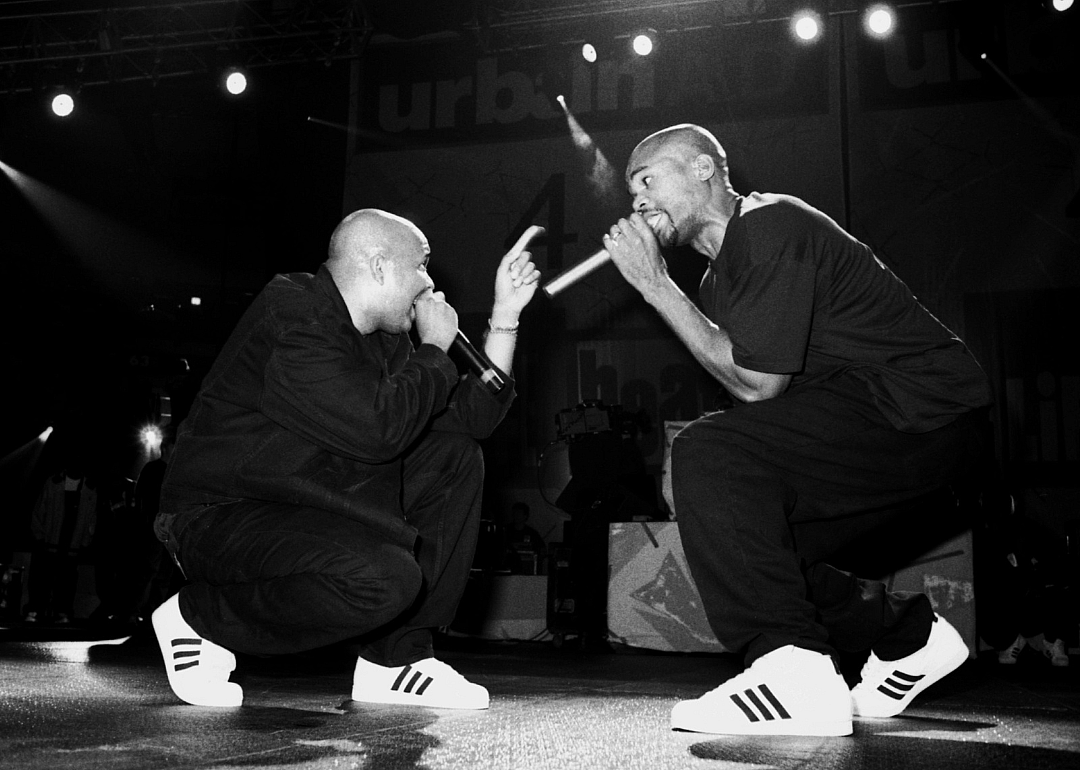 Run DMC performing at Madison Square Garden.