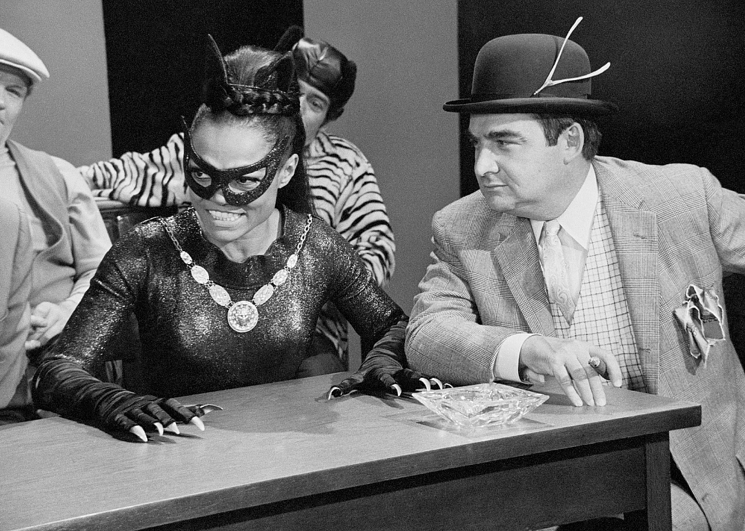Eartha Kitt and Pierre Salinger in an episode of ‘Batman’.