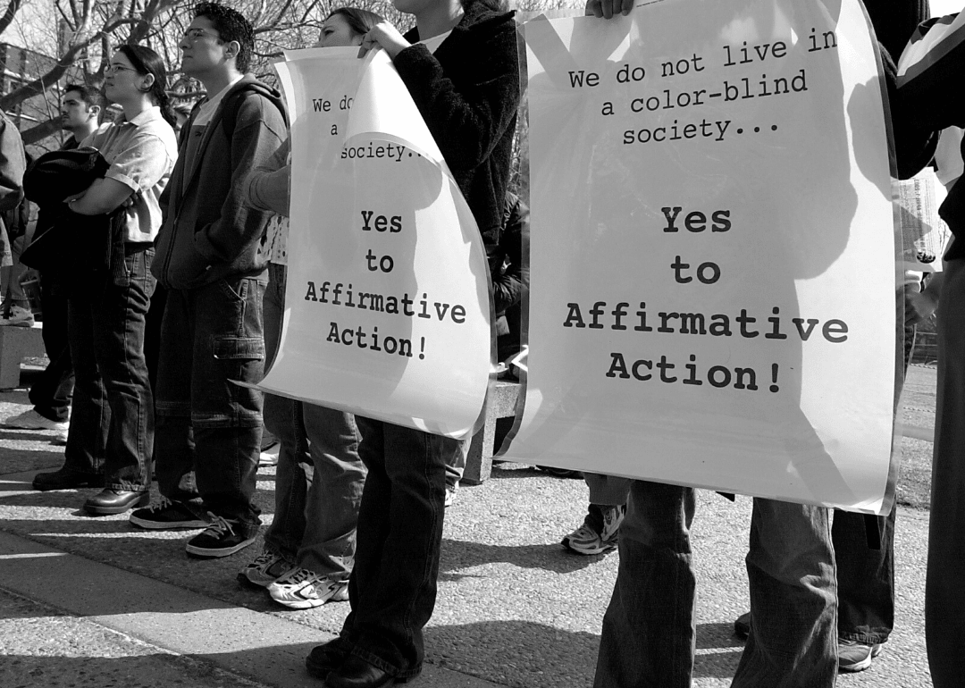Students at rally to defend affirmative action.