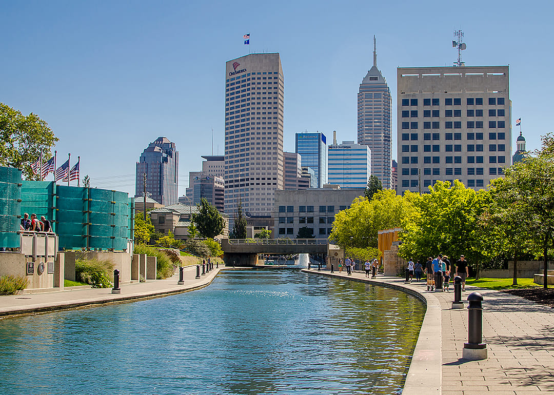 Canal walkway in Indianapolis during summer.
