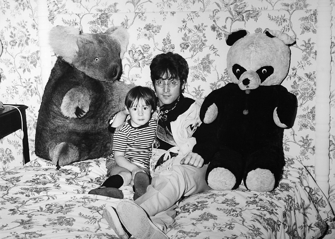 John and Julian Lennon relaxing at home.