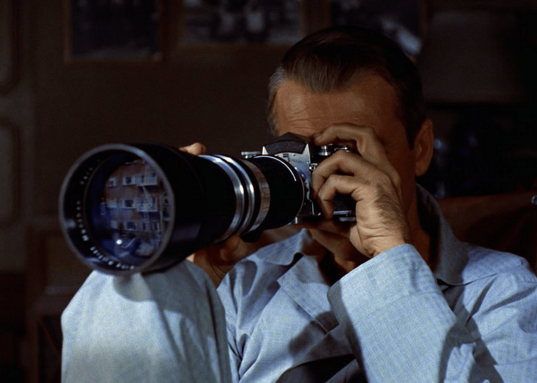 James Stewart in a scene from ‘Rear Window’.