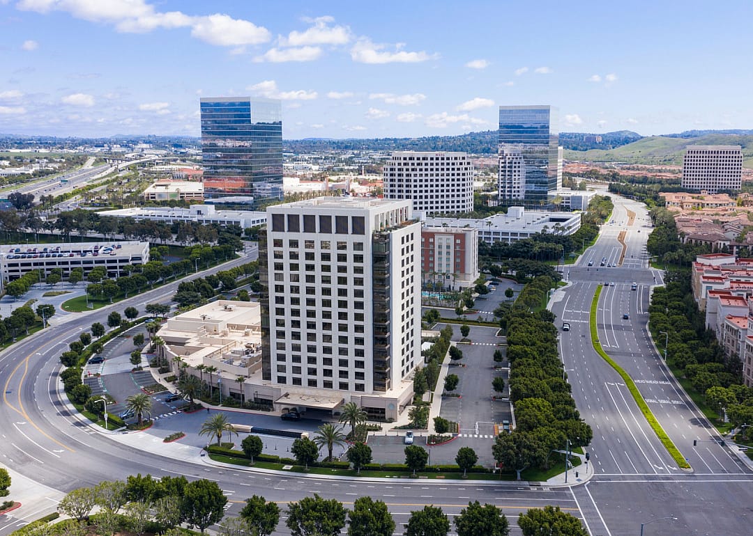Aerial view of the downtown Irvine, California