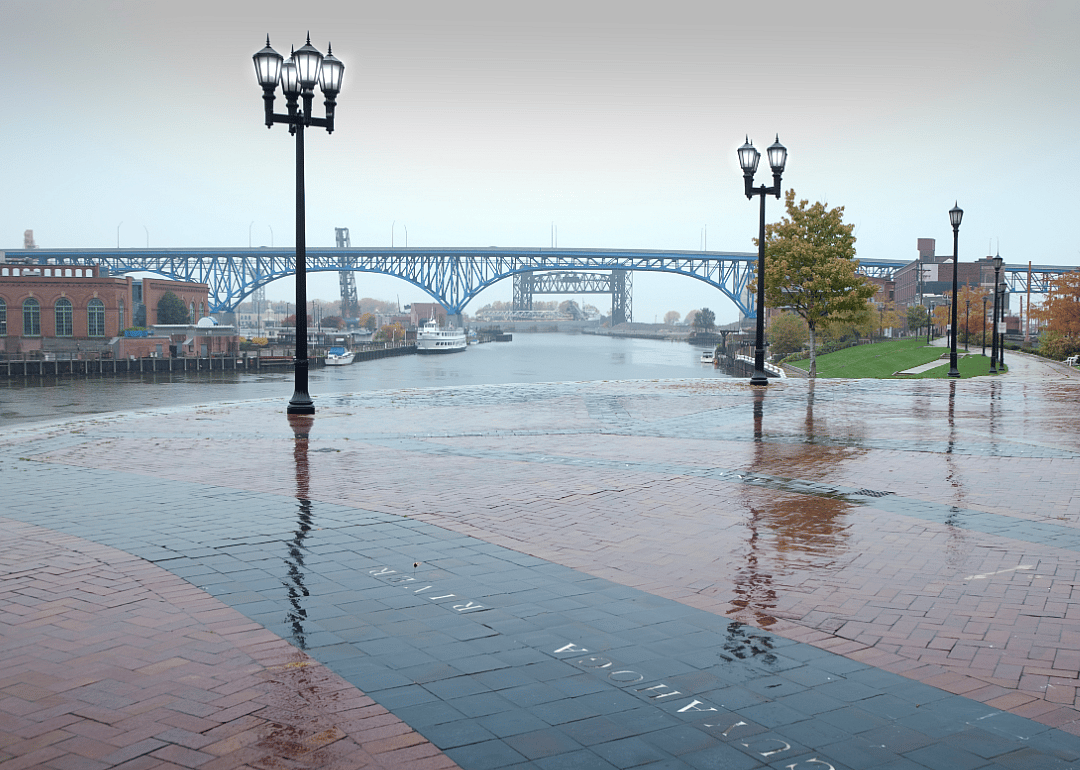 Rain over the Cuyahoga River.