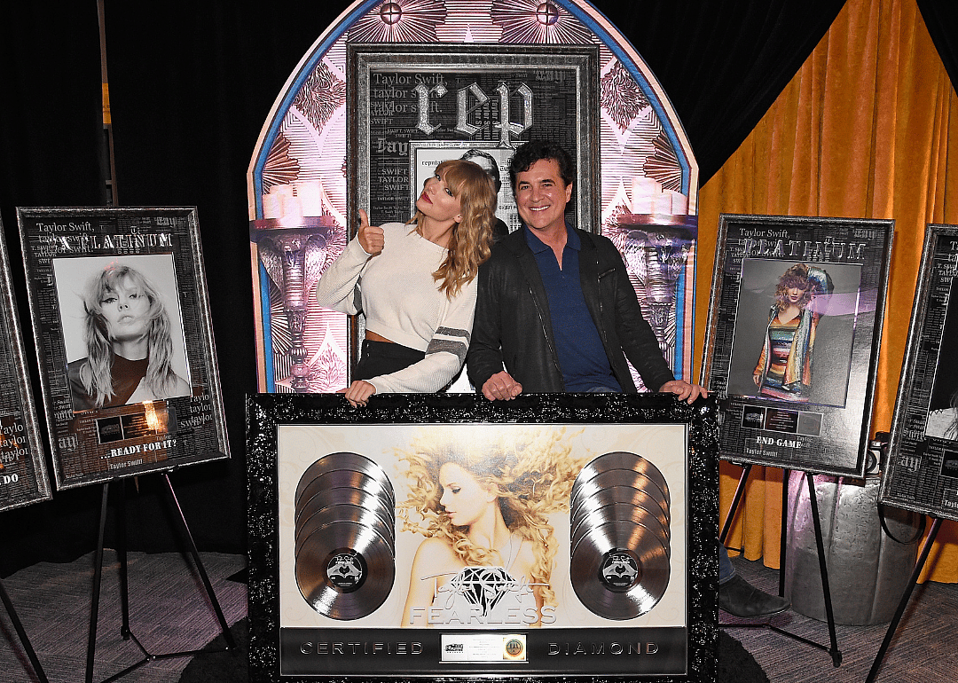 Taylor Swift and Scott Borchetta backstage during Reputation Stadium Tour