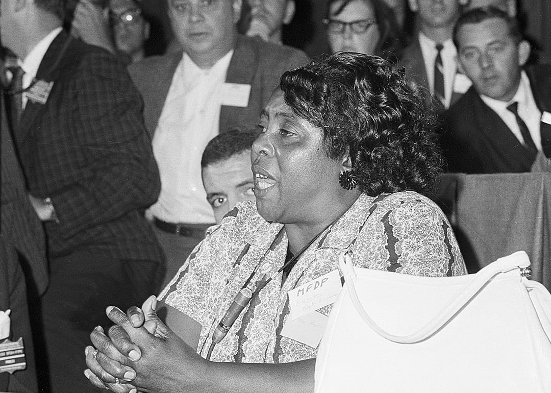Fannie Lou Hamer speaking at the Democratic National Convention.