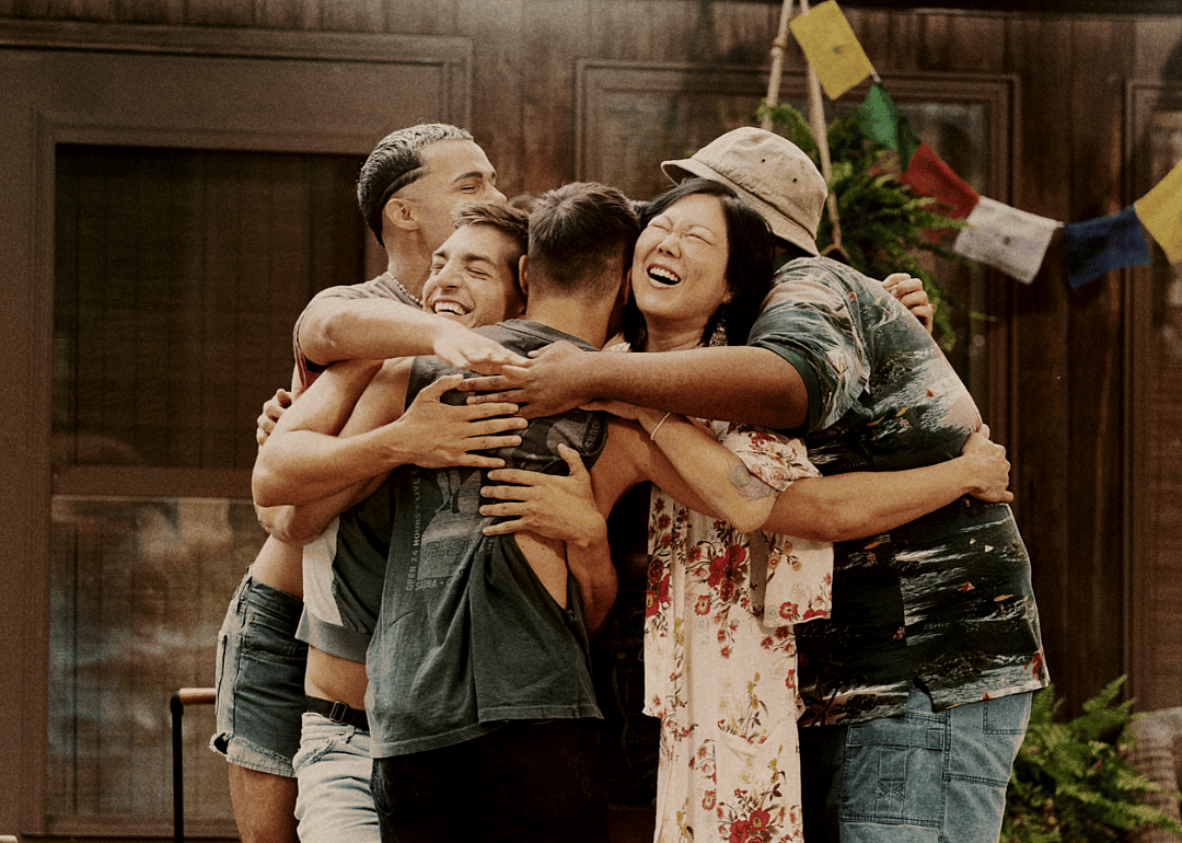 Members of the cast of ‘Fire Island’ in a promotional still